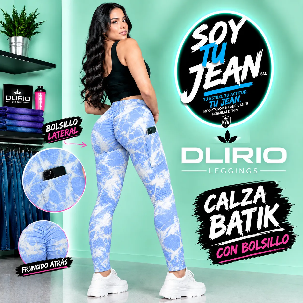 Calza chupin con bolsillo celeste batik (DLIRIO)