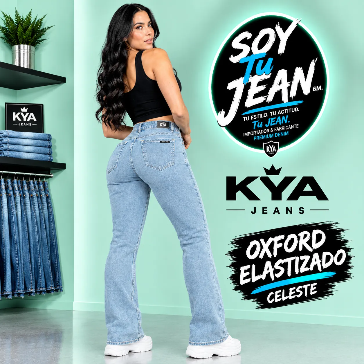 Oxford celeste elastizado