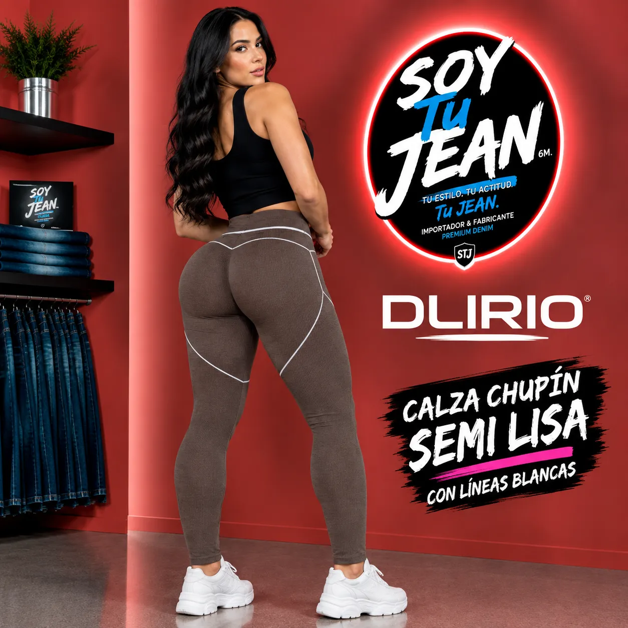 Calza chupin marrón semi lisa