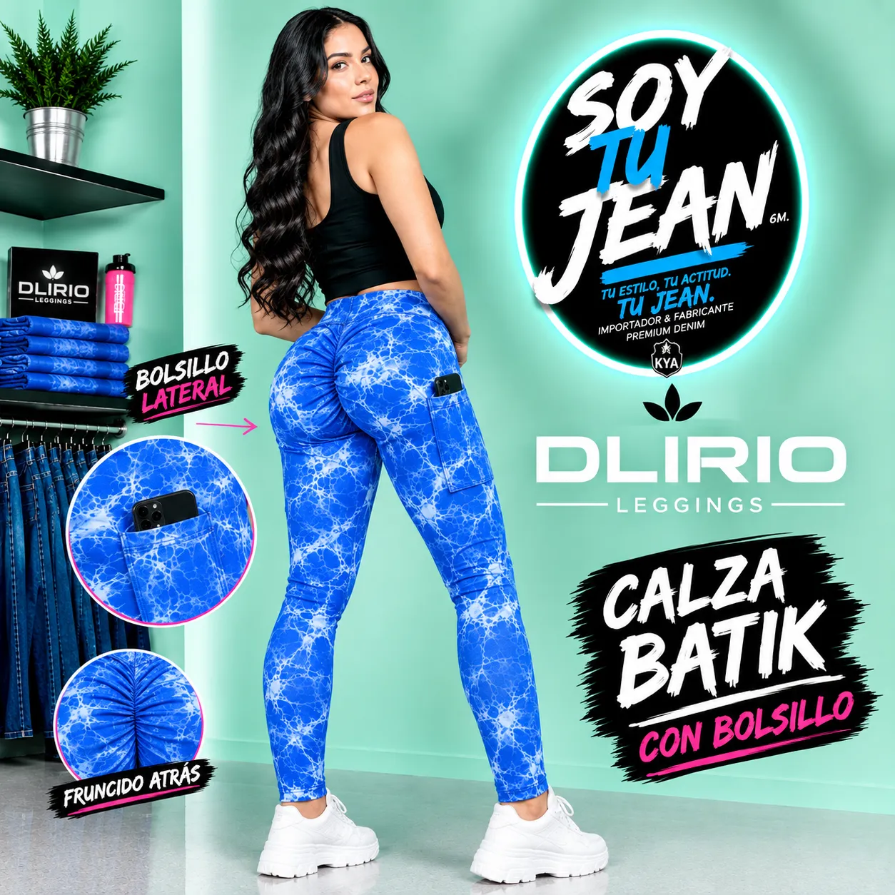 Calza chupin con bolsillo azul batik (DLIRIO)