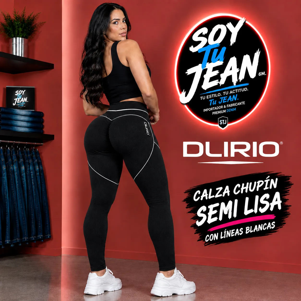 Calza chupin negra semi lisa