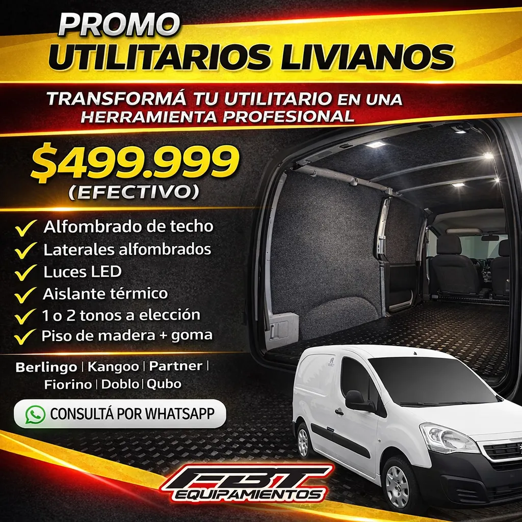 Equipamiento utilitario Partner-  Convertí tu utilitario en la herramienta profesional que tu trabajo necesita